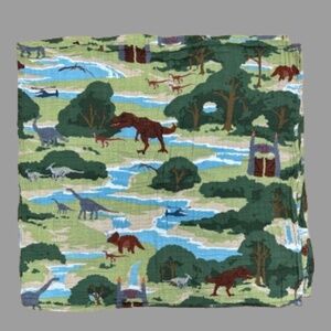 Little Unicorn x JURASSIC WORLD Cotton Muslin Swaddle Blanket Dinosuar T-Rex